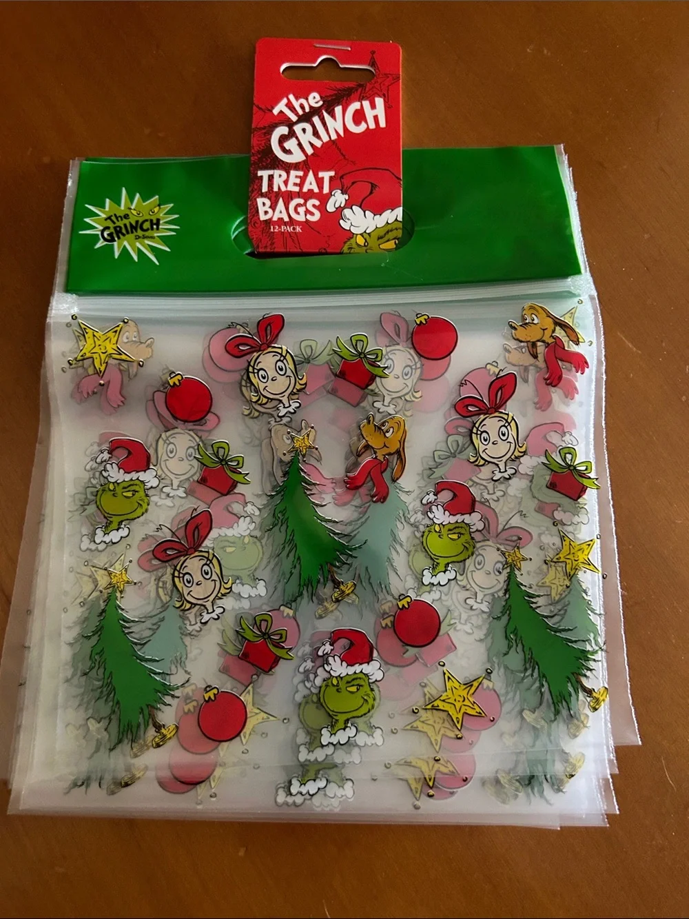 Green Holiday Treat Bags - 12 Pack